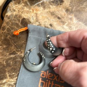 Alexis Bittar black lucite earring with Swaraski crystals